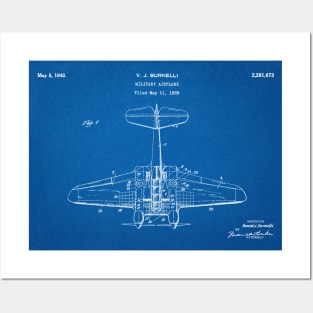 Military Airplane - 1939 Burnelli Patent Drawing - A Posters and Art